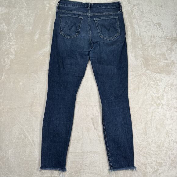 Mother High Waisted Looker Ankle Fray Jeans Size 28 On The Edge Dark Wash - Picture 5 of 11
